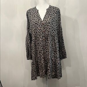Mud Pie Gray Leopard Print Mini Dress
